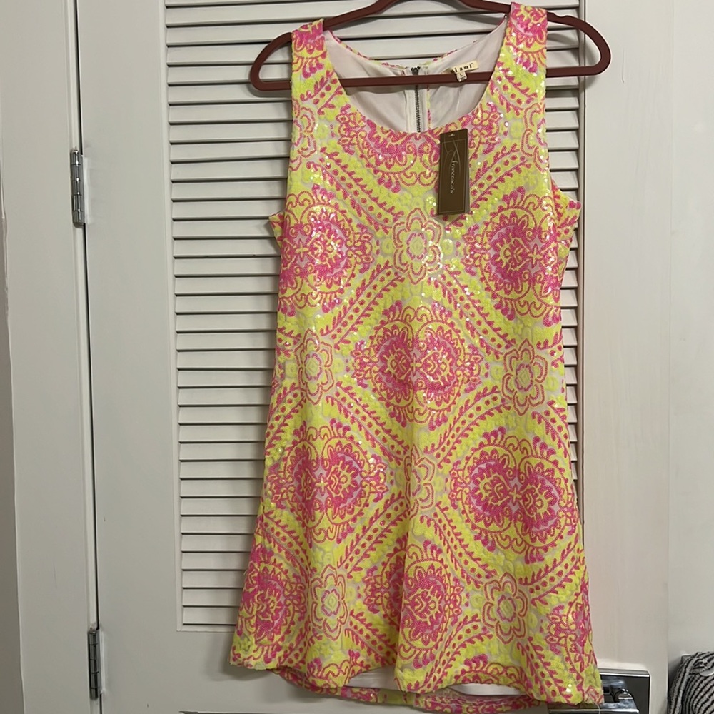 Lover Era Dress Neon Pink & Yellow Sequence ✨ 💕💛🪩